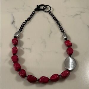Elegant Red and Silver Women's Necklace